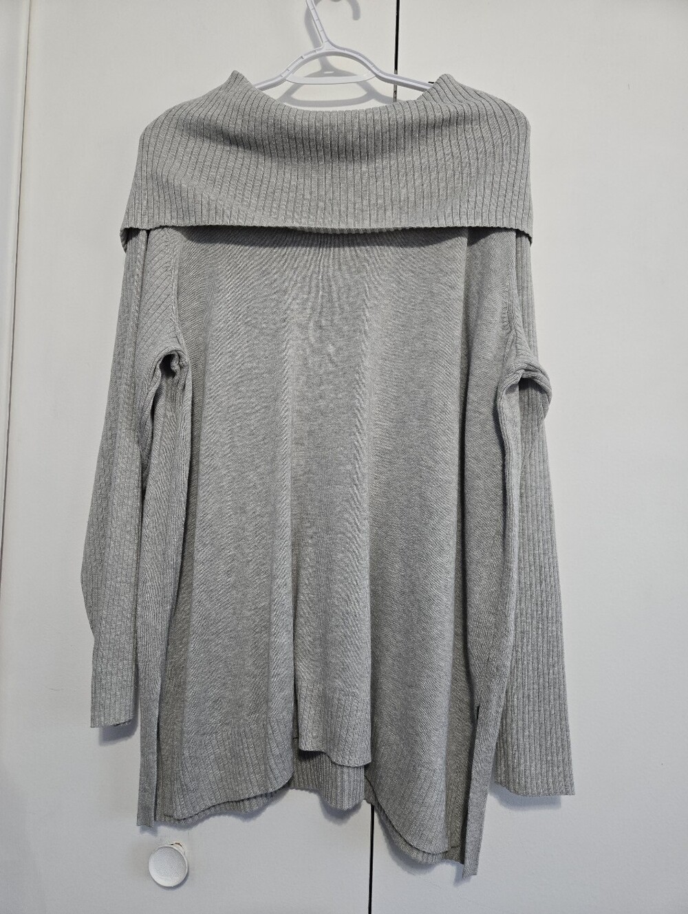 Crown & Ivy Curvy Gray Cowl Neck Tunic Sweater 2X Plus Size Cotton Rayon